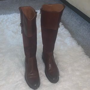 FRYE BROWN LEATHER & SUEDE KNEE HIGH BOOTS
